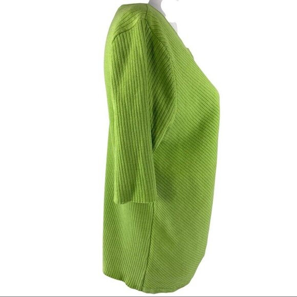 Tahari ASL‎ Women's NWT Bermuda Green Knit Boca Raton Ribbed Silk Cardigan M/C42 - Picture 2 of 9